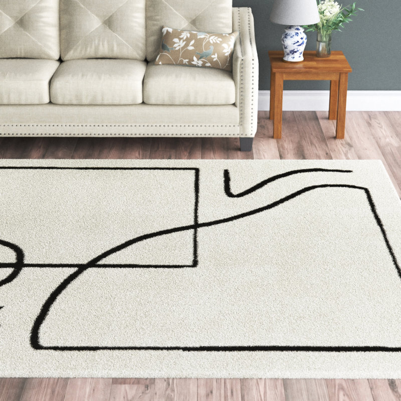 Mercury Row® Pollman Performance Cream/Black Rug & Reviews Wayfair